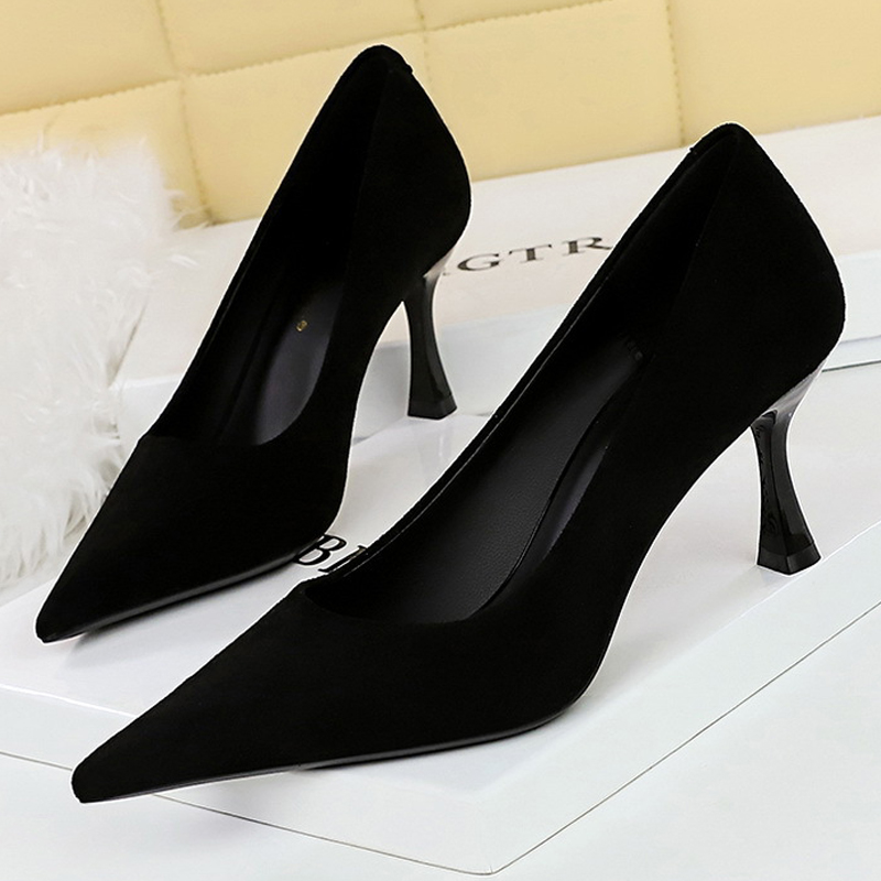Shoe Tree - BIGTREE Shoes Замшевые черные женские туфли-лодочки